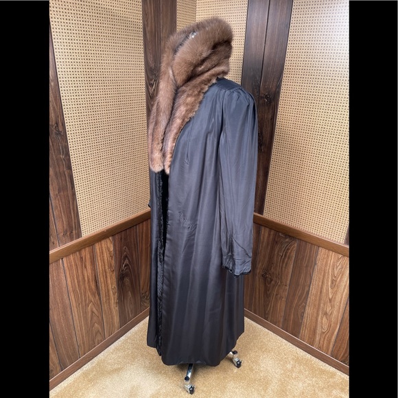 Full Length Somper Furs Russian Broadtail & Russian Sable Fur Coat Small - Picture 9 of 12